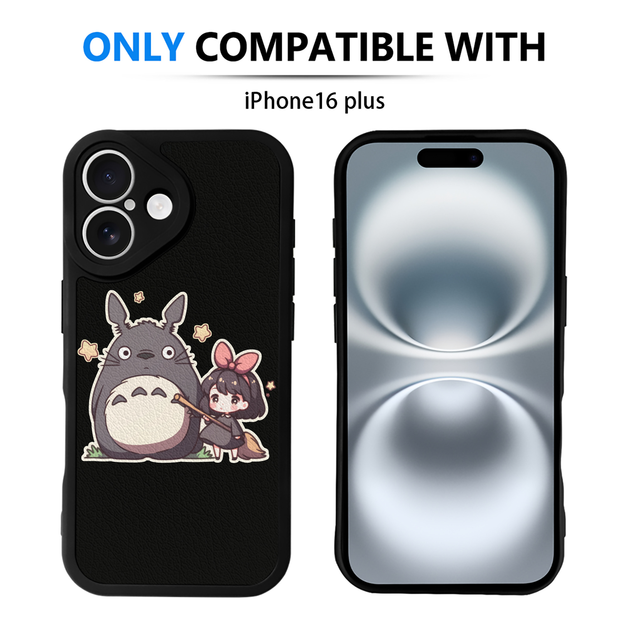 （画像用） となりのトトロ 草壁メイ 草壁サツキ My Neighbor Totoro Satsuki Kusakabe Mei Kusakabe 【iPhone 16シリーズ対応】シリコンスマホケース（レザー調） 材質：シリコン